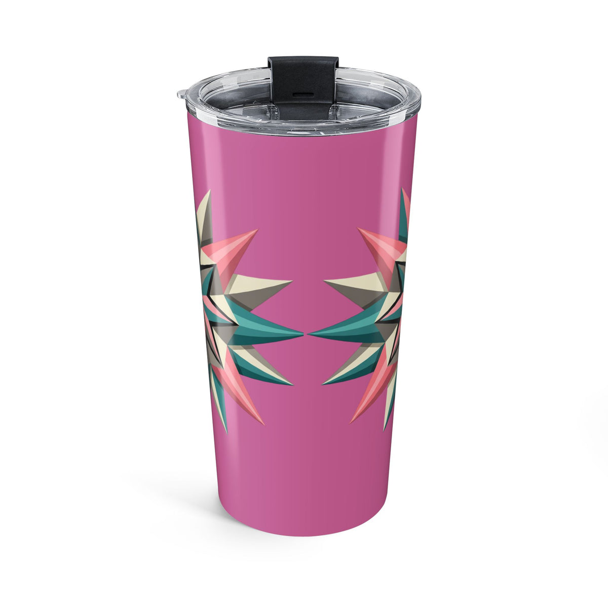 Pink Geometric Star 20oz Tumbler — Insulated Travel Cup- Light Pink