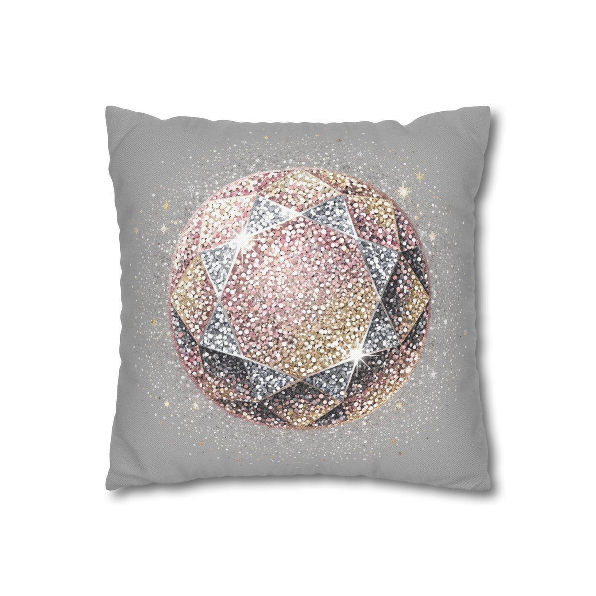 Glittery Light Grey Spun Polyester Square Pillowcase