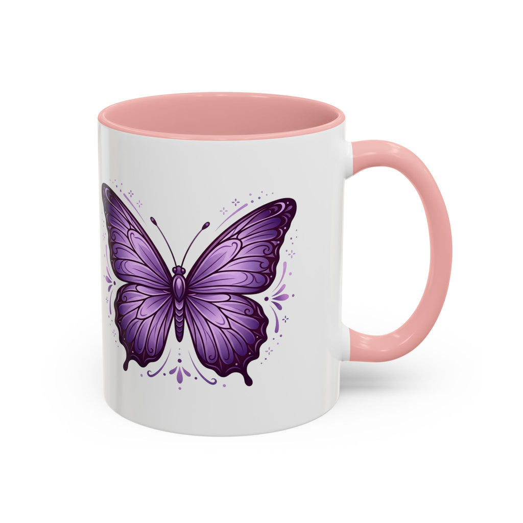 Purple Butterfly Accent Coffee Mug — 11oz & 15oz Decorative Tea Cup