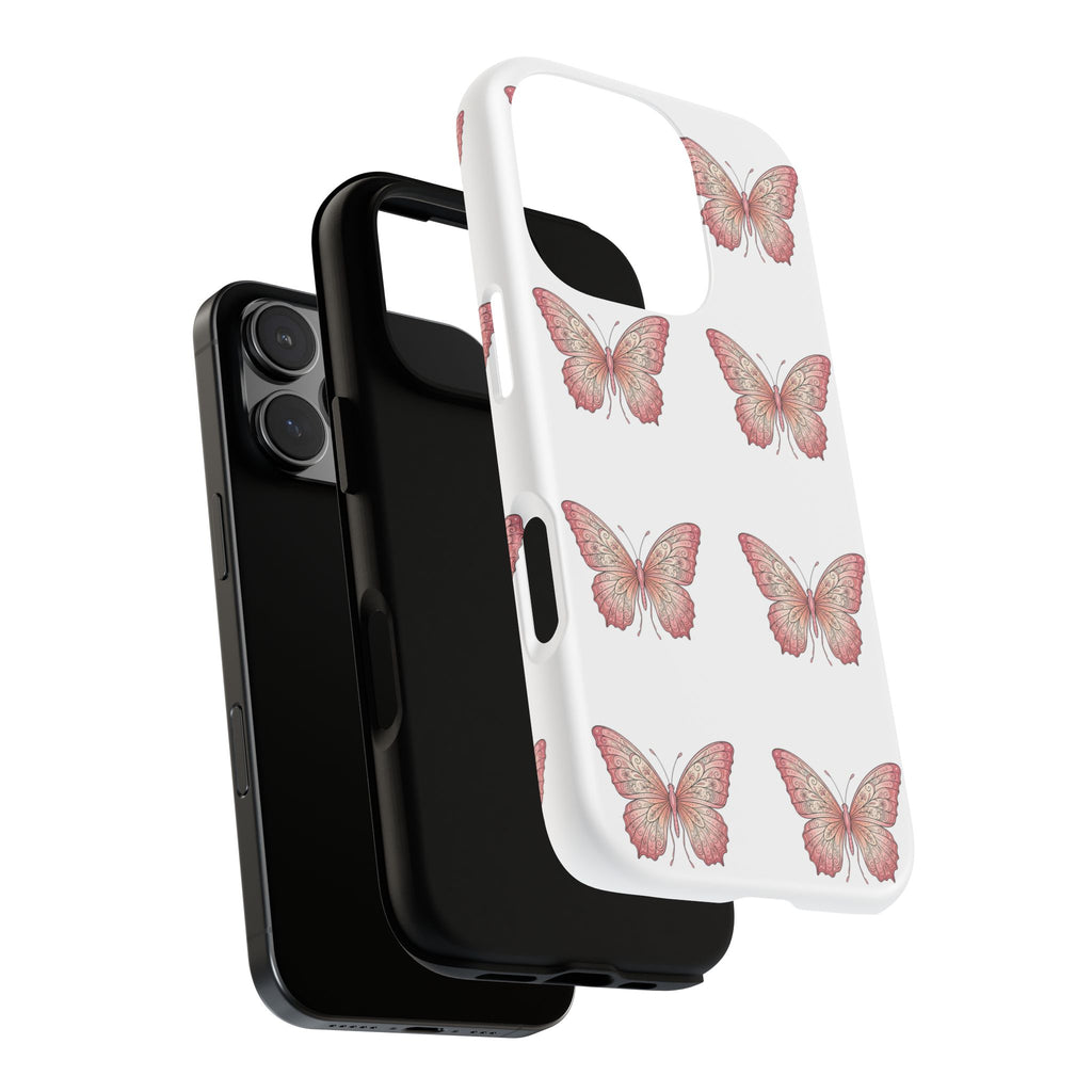Pink Butterfly Tough Phone Case — Floral Pattern Protective Cover