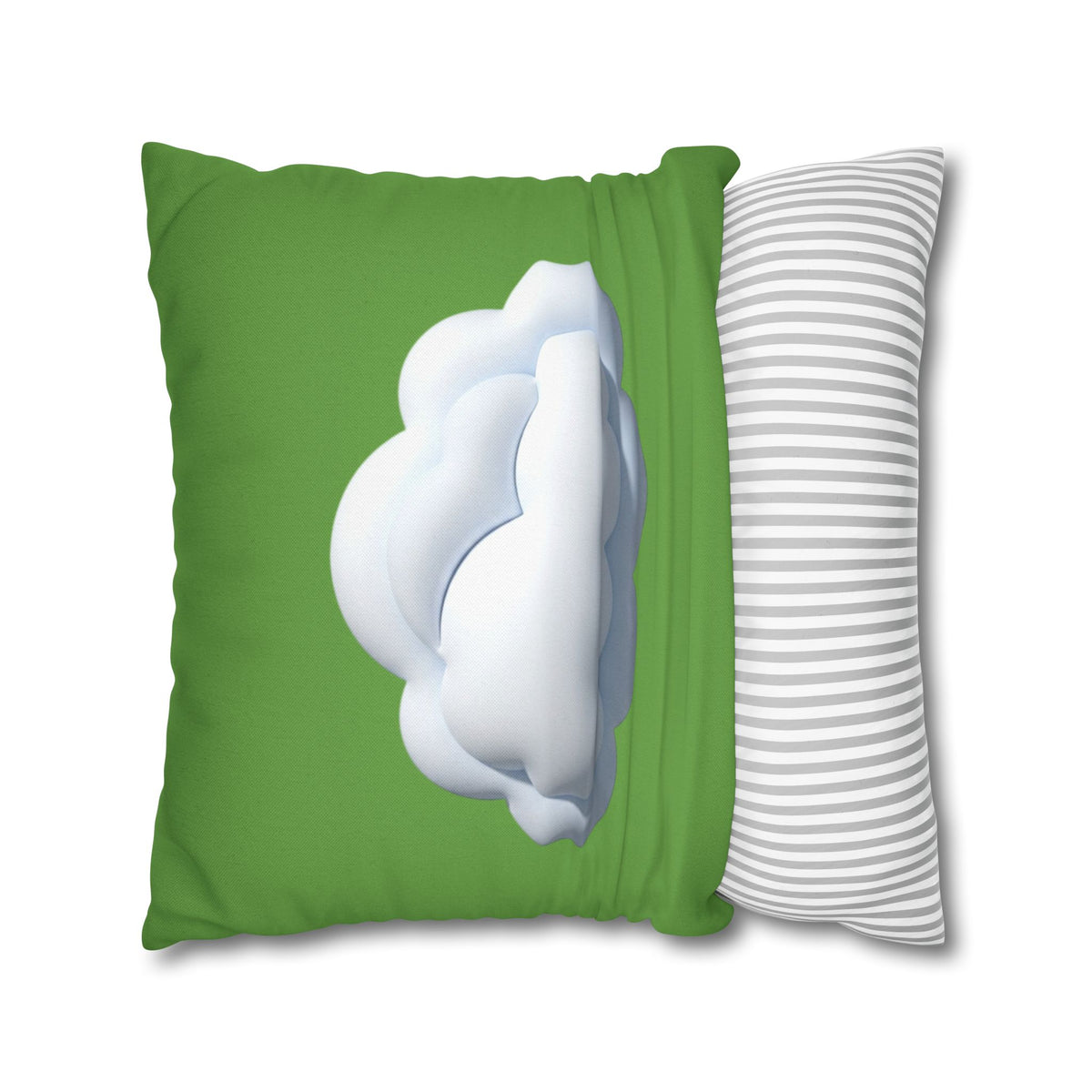 Green Cloud Decorative Pillowcase — Soft White Cloud Accent Cushion Cover