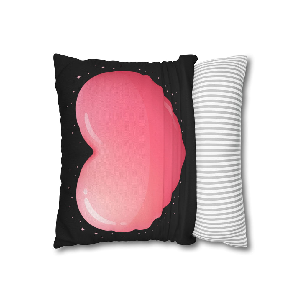 Pink Heart Black Spun Polyester Square Pillowcase