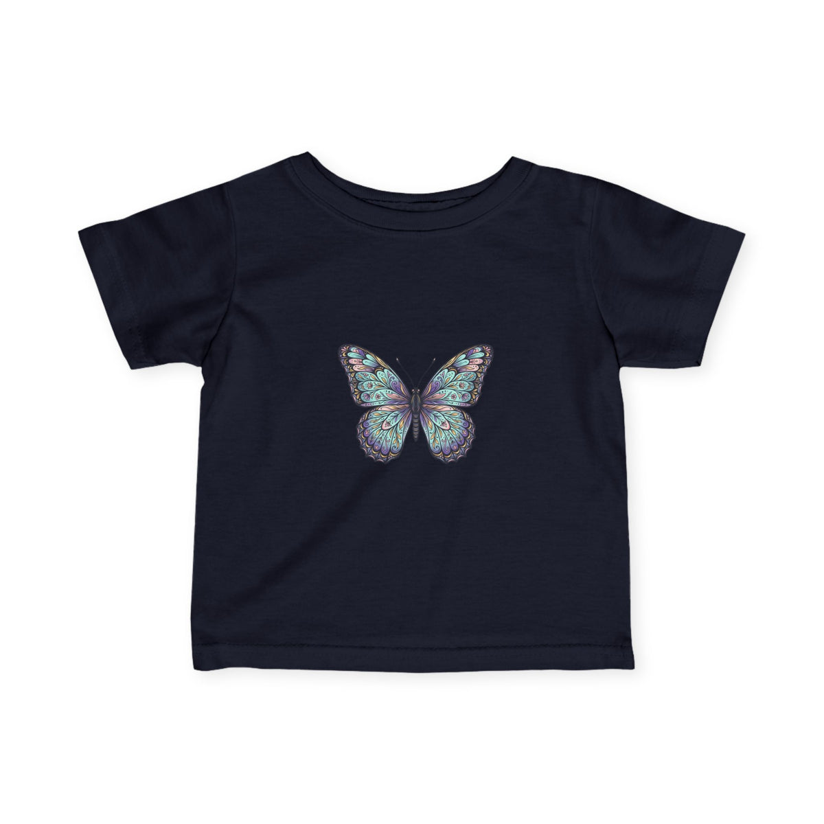 Infant Butterfly Tee — Pastel Blue Floral Butterfly Baby Shirt