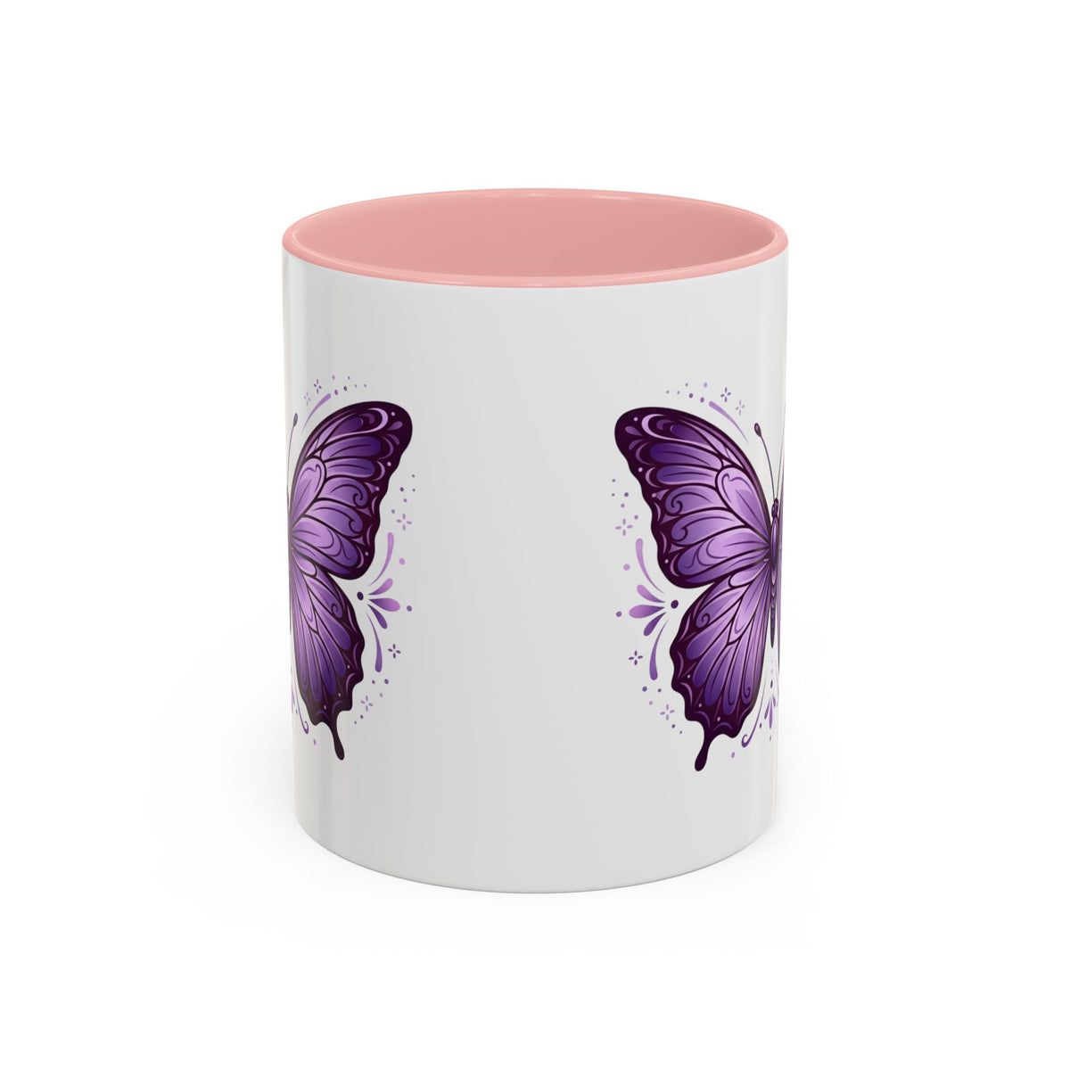 Purple Butterfly Accent Coffee Mug — 11oz & 15oz Decorative Tea Cup