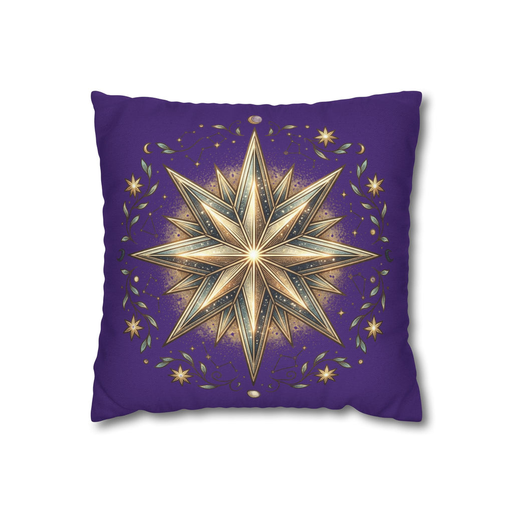 Star Print Dark Purple Spun Polyester Square Pillowcase