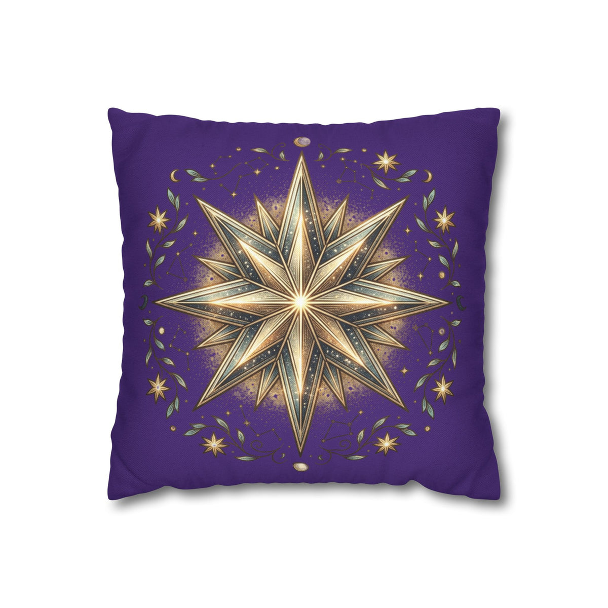 Star Print Dark Purple Spun Polyester Square Pillowcase