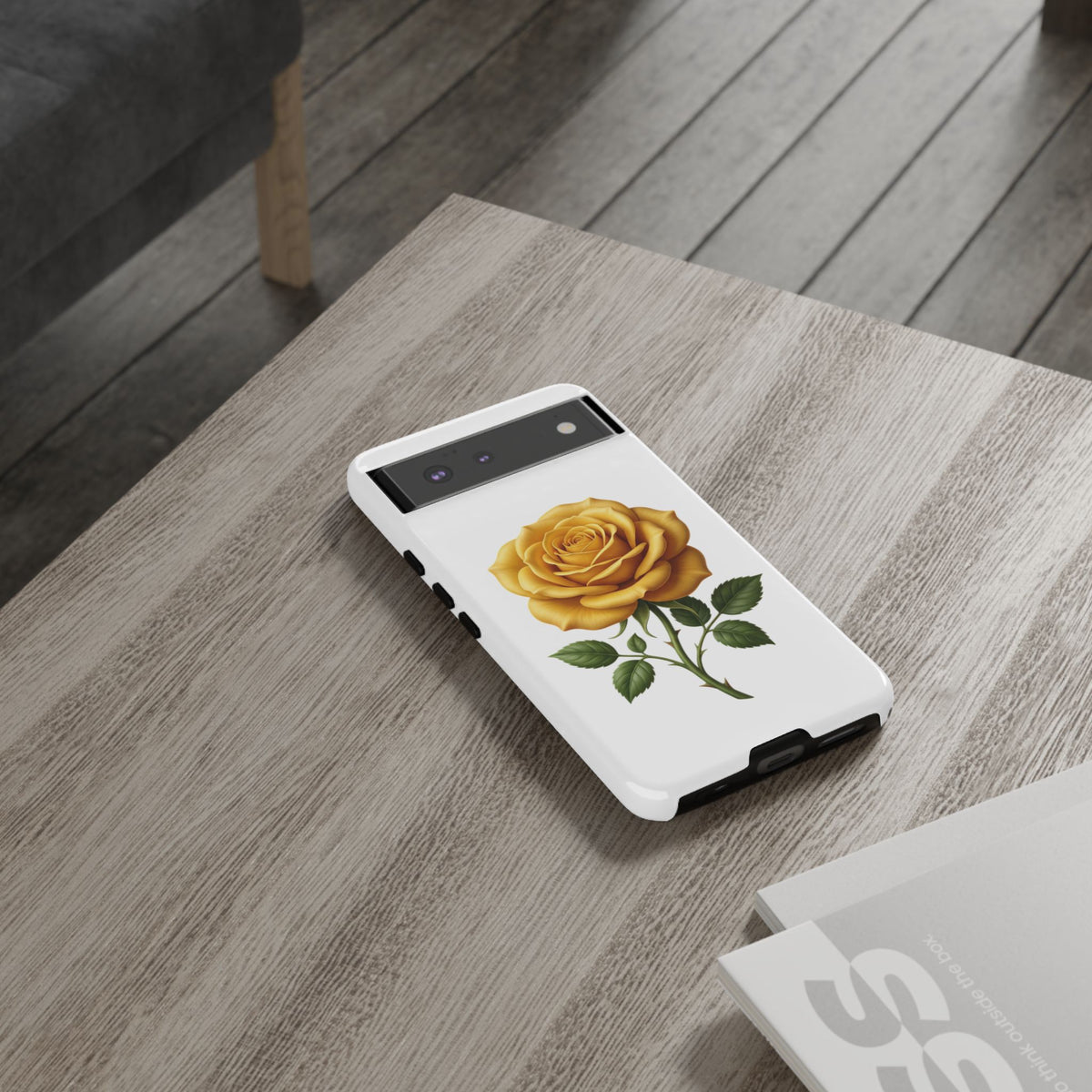 Yellow Rose Phone Case — Vintage Floral Tough Protective Cover