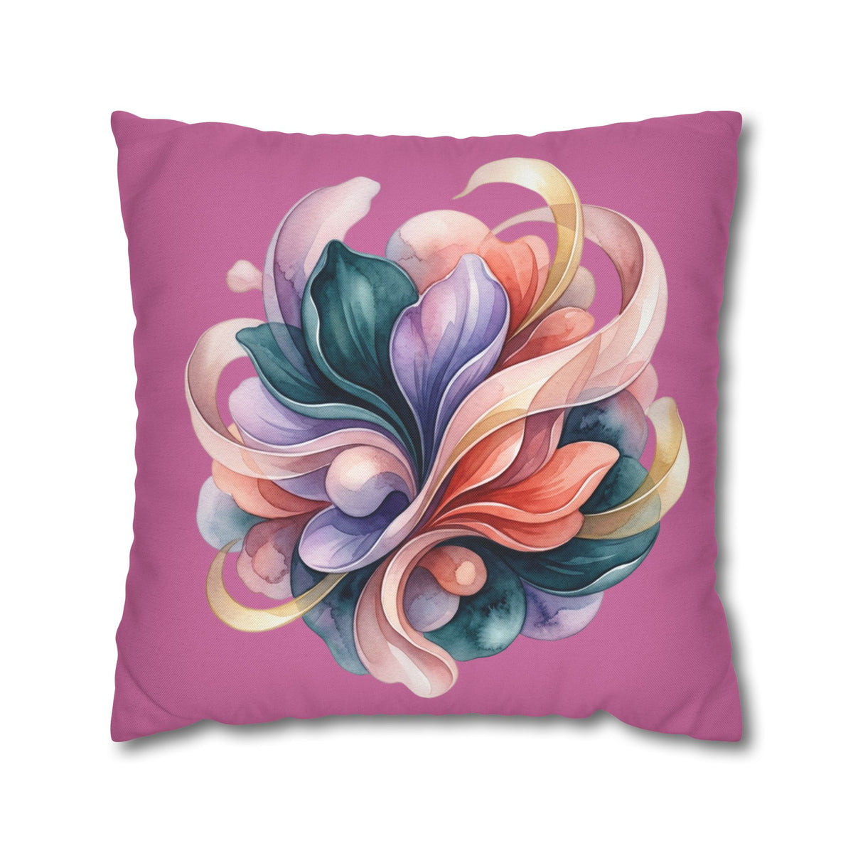 Floral Swirl Decorative Pillow — Pink Abstract Botanical Accent