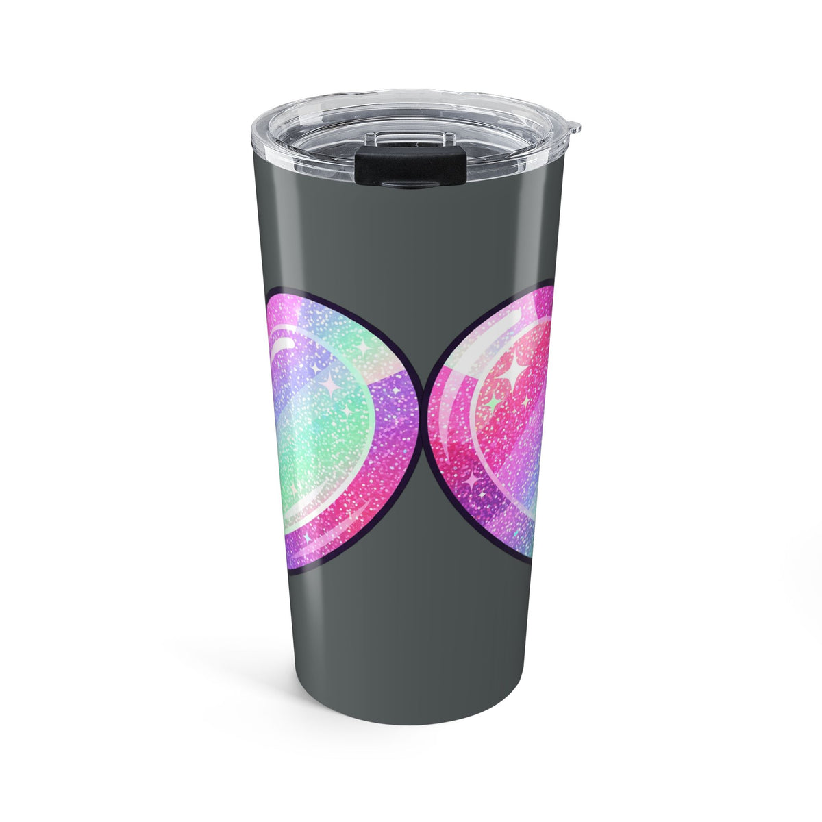 Pastel Glitter Heart Tumbler 20oz- Dark Grey