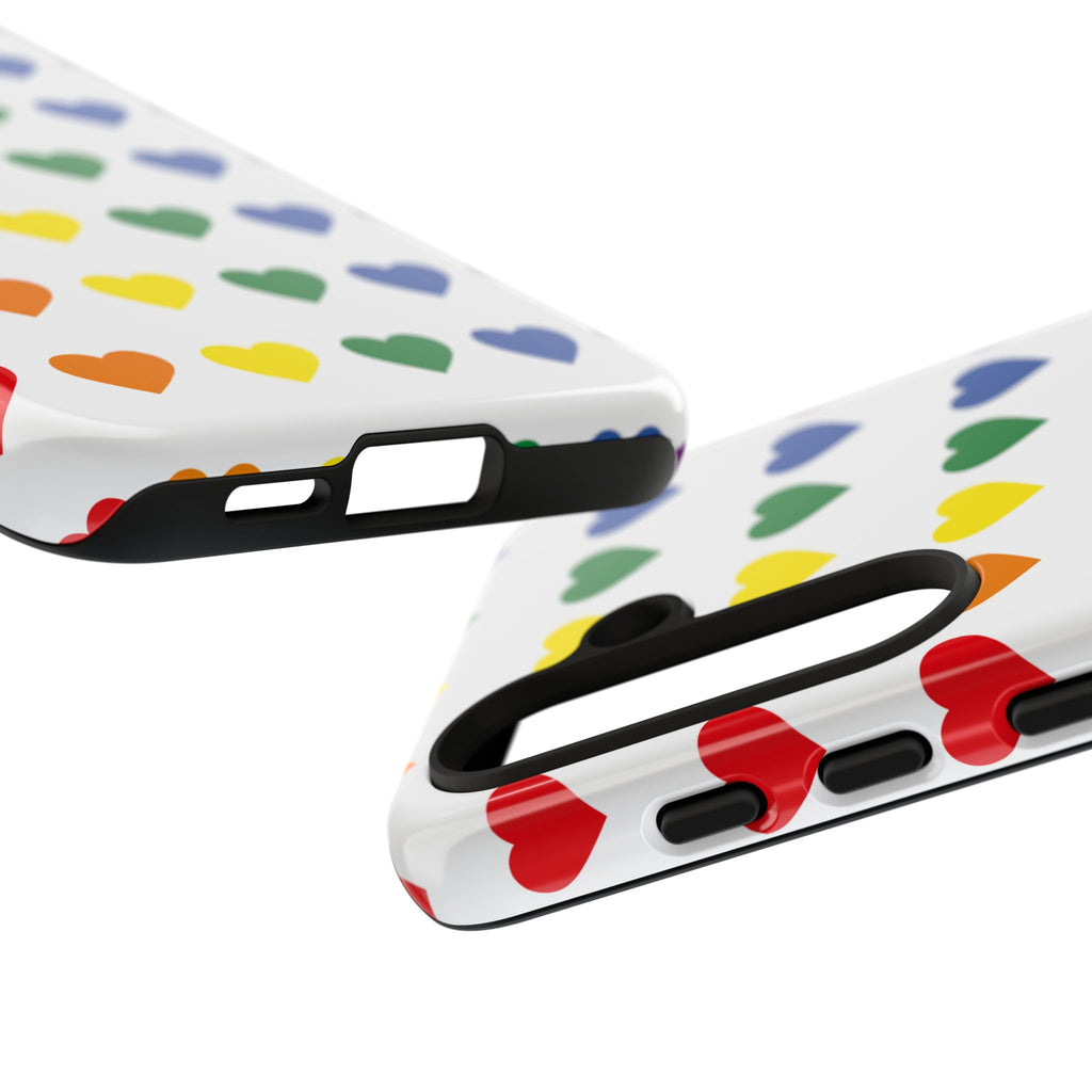 Rainbow Heart Tough Phone Case — Pride Pattern Protective Cover