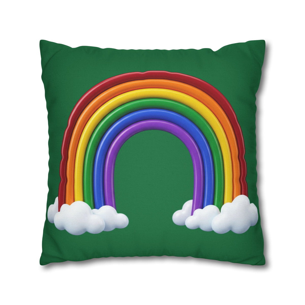Rainbow Dark Green Spun Polyester Square Pillowcase