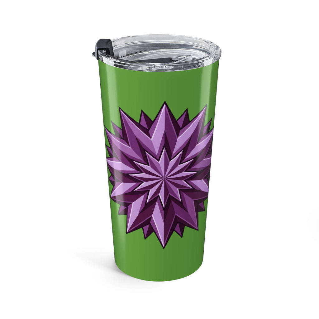 20oz Floral Spike Tumbler — Green & Purple Geometric Flower Travel Cup- Light Green