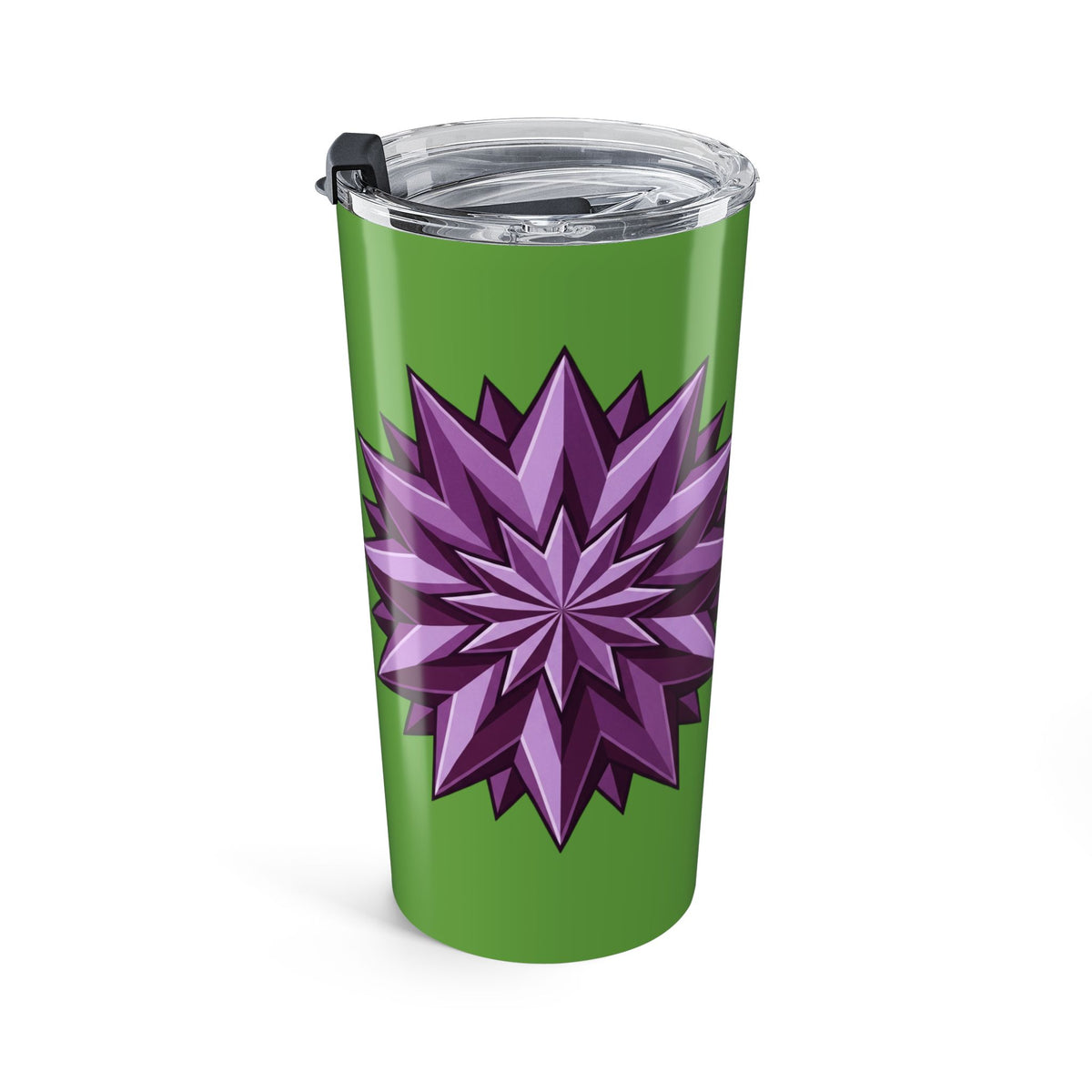 20oz Floral Spike Tumbler — Green & Purple Geometric Flower Travel Cup- Light Green