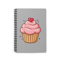 Pink Cupcake Spiral Notebook - Ruled Line- Light Grey
