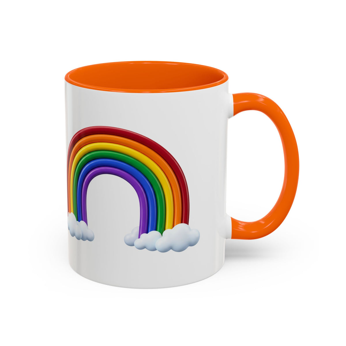 Rainbow Coffee Mug - Colorful Arc & Clouds Accent Mug (11/15oz)