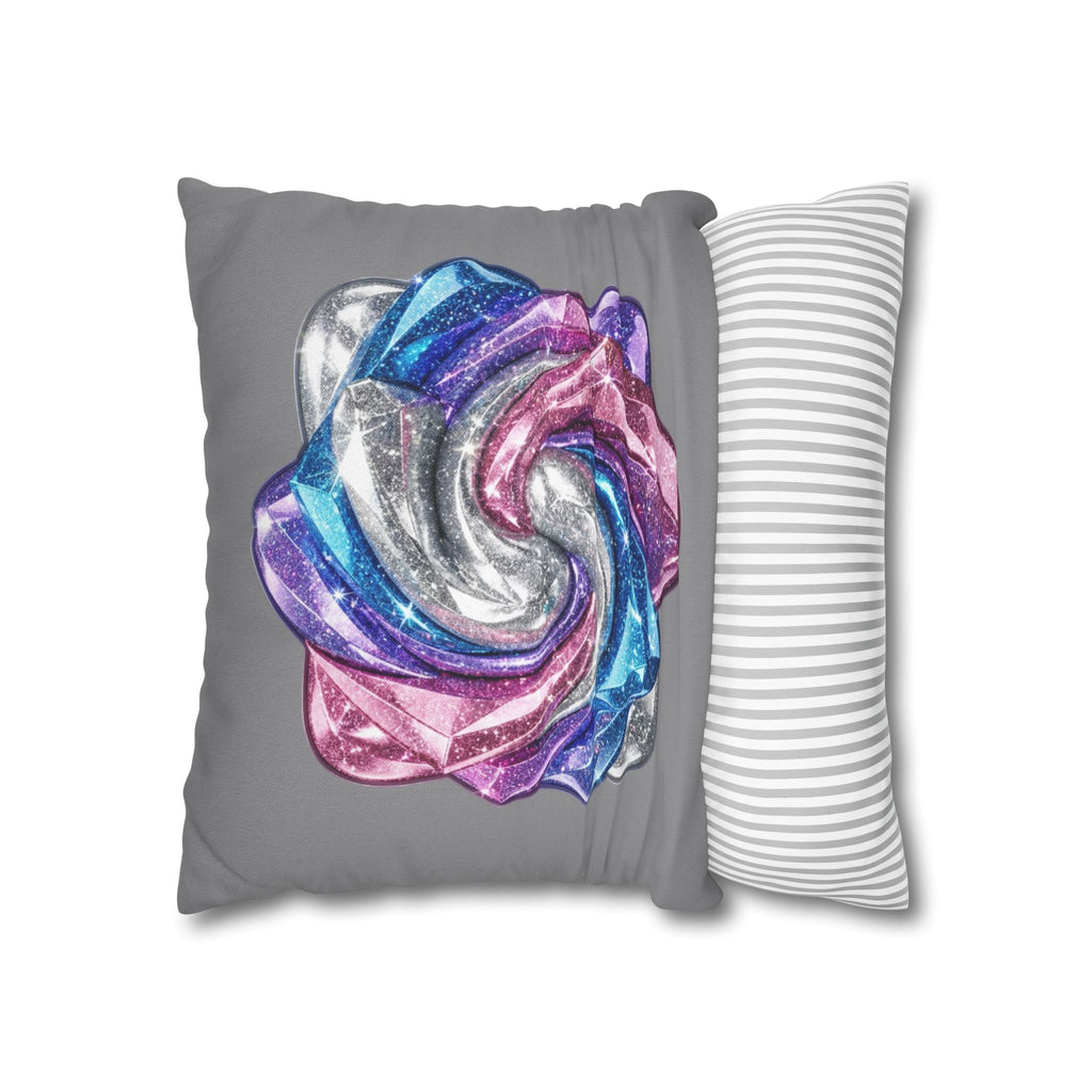 3D Glitter Design Grey Spun Polyester Square Pillowcase