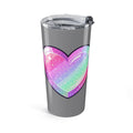 Pastel Glitter Heart Tumbler 20oz- Grey