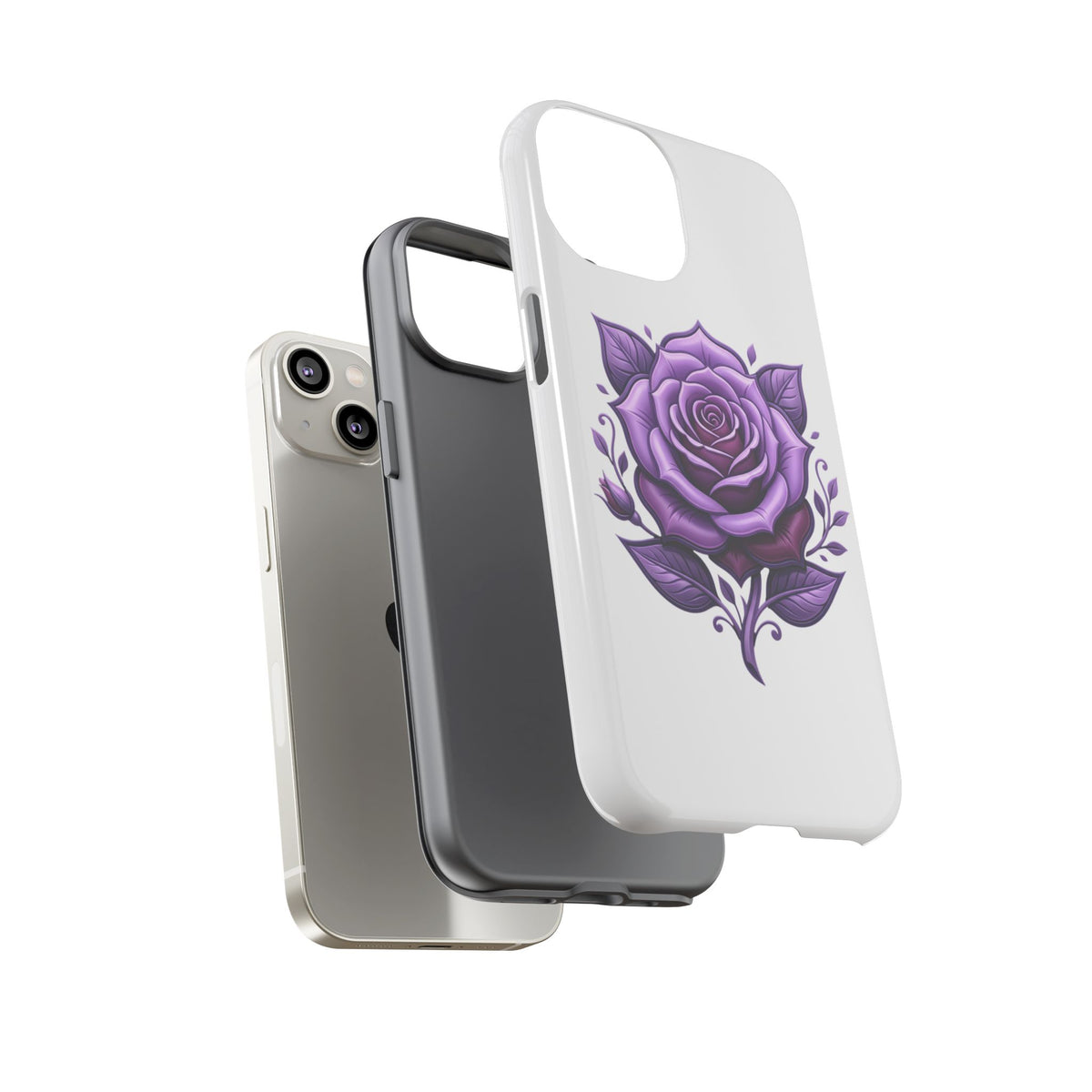 Purple Rose Tough Phone Case — Floral Protective Phone Cover