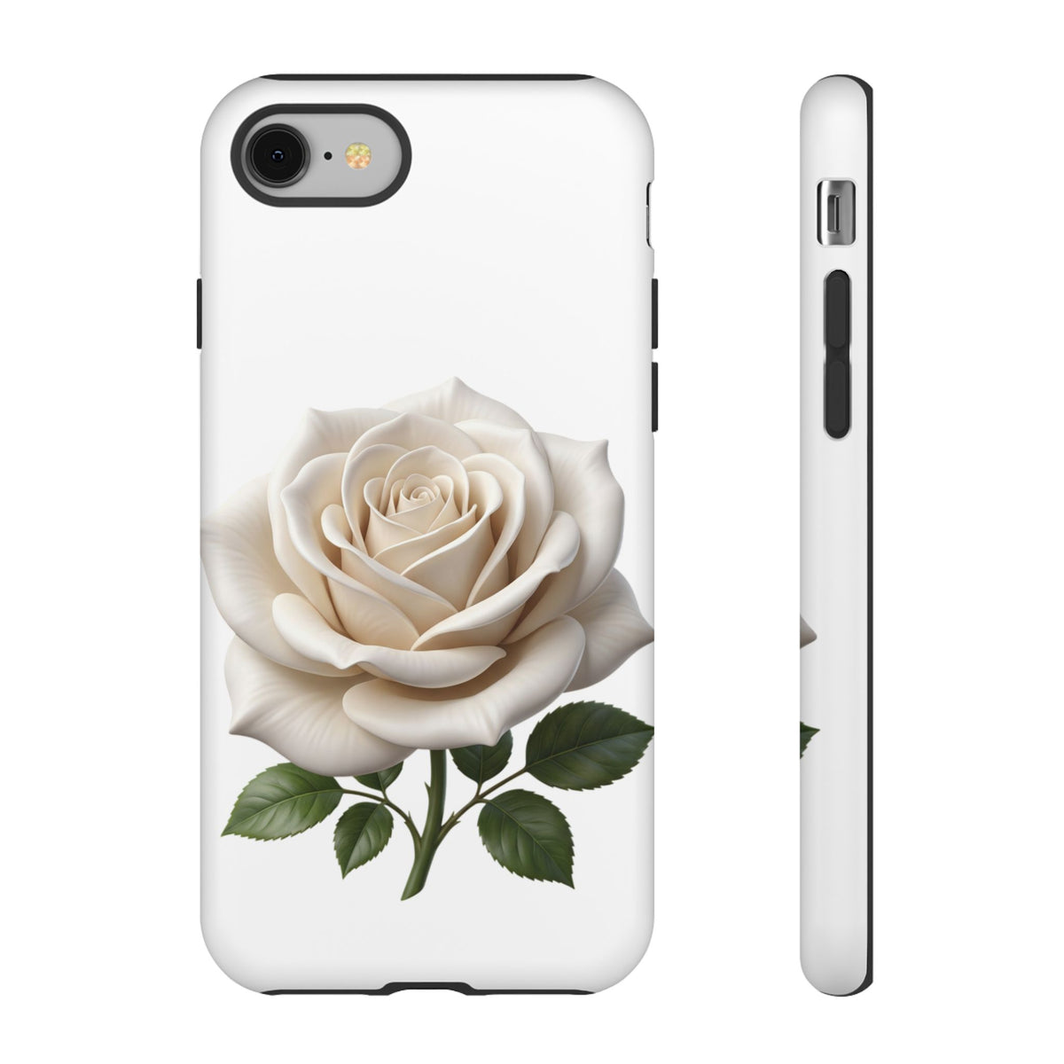 White Rose Tough Phone Case – Elegant Floral Protective Cover