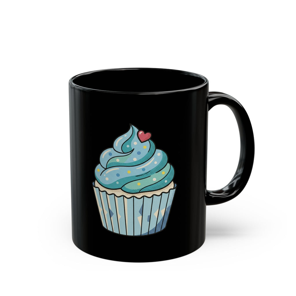 Blue Frosting Cupcake Black Mug (11oz, 15oz)