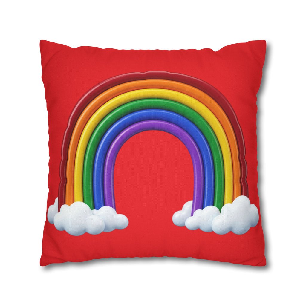 Rainbow Red Spun Polyester Square Pillowcase