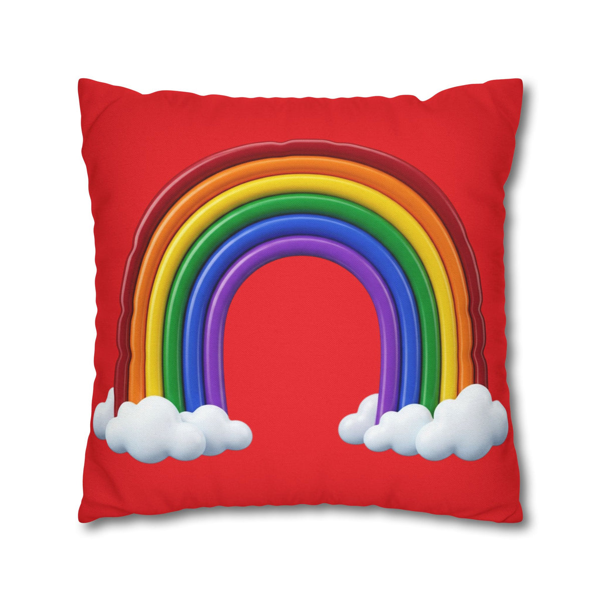 Rainbow Red Spun Polyester Square Pillowcase