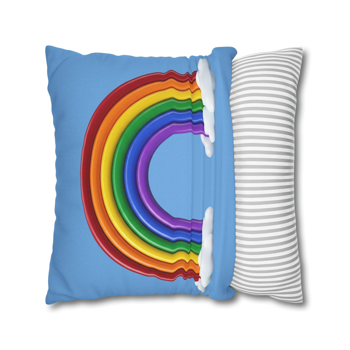 Rainbow Light Blue Spun Polyester Square Pillowcase