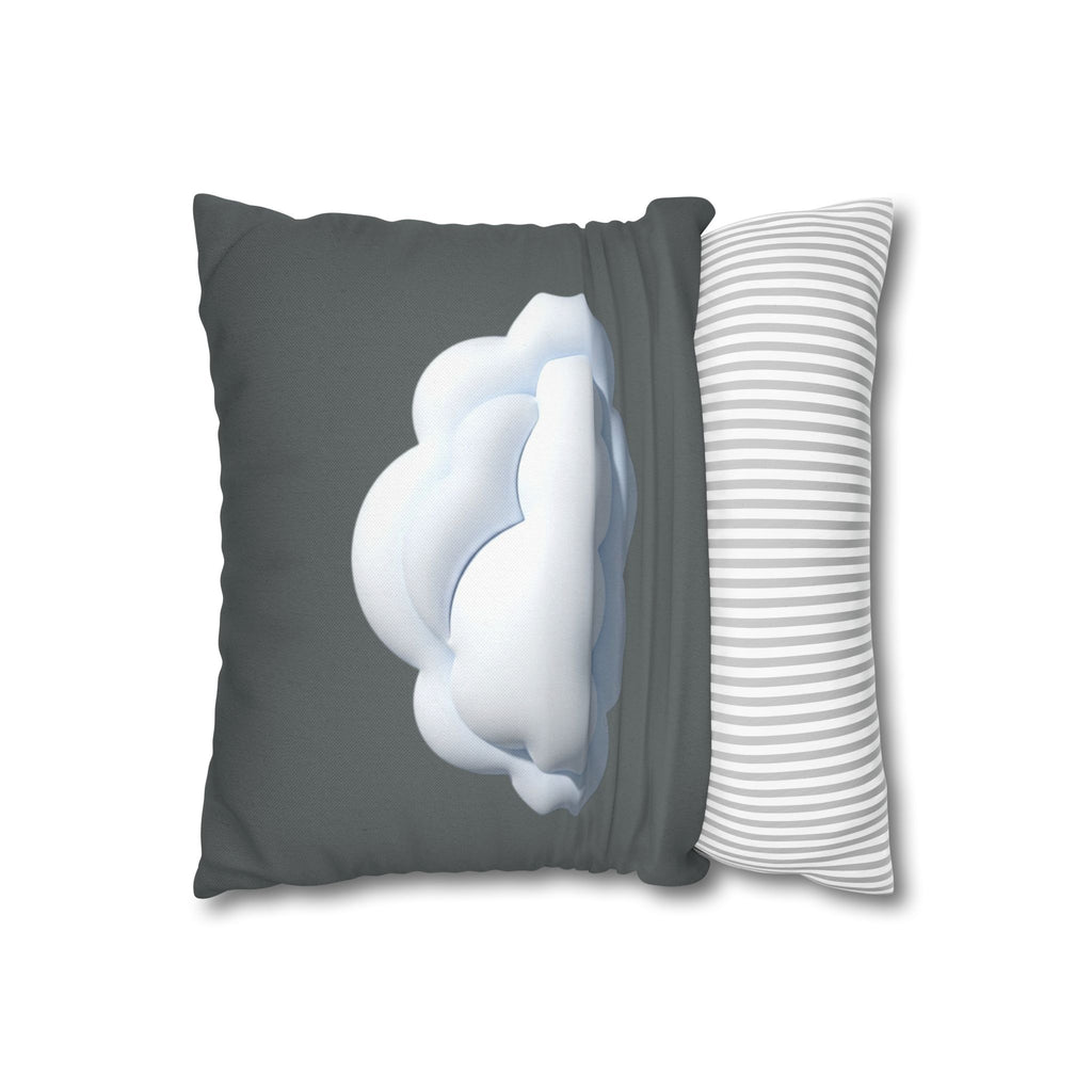 Cloud Graphic Dark Grey Pillowcase — Whimsical Grey Decorative Throw Pillow Cover
