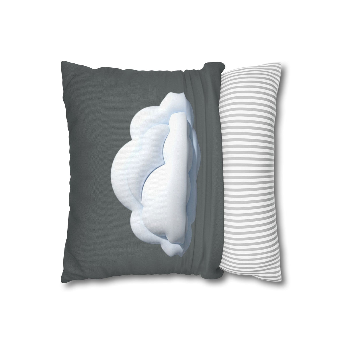 Cloud Graphic Dark Grey Pillowcase — Whimsical Grey Decorative Throw Pillow Cover