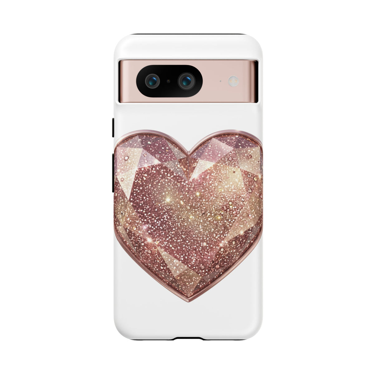 Rose Gold Glitter Crystal Heart Phone Case