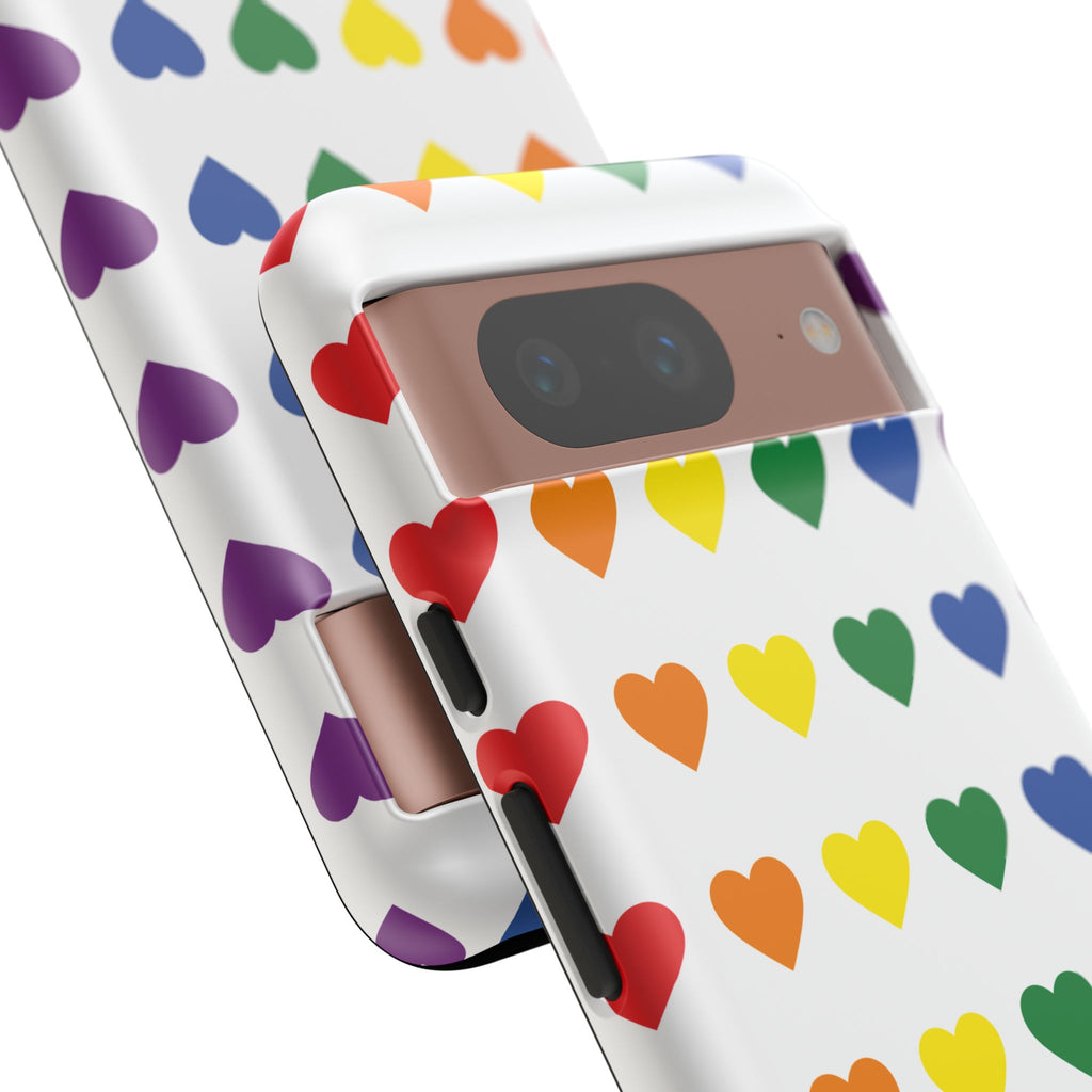 Rainbow Heart Tough Phone Case — Pride Pattern Protective Cover