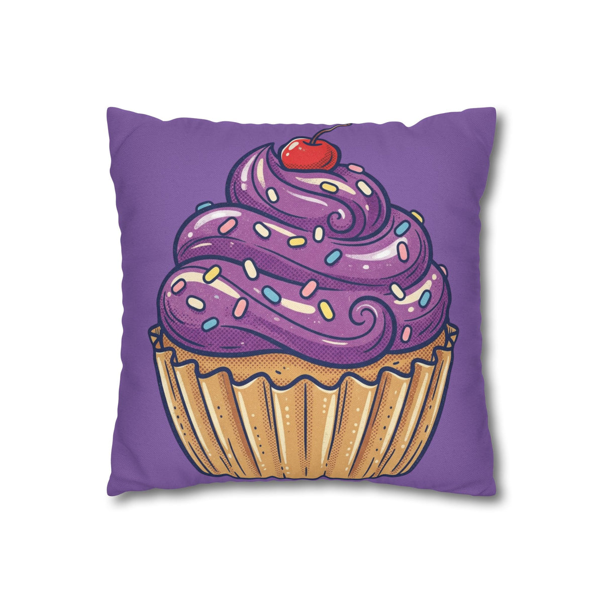Cupcake Art Pillowcase — Purple Cupcake Decorative Throw Pillow Cover- Light Purple
