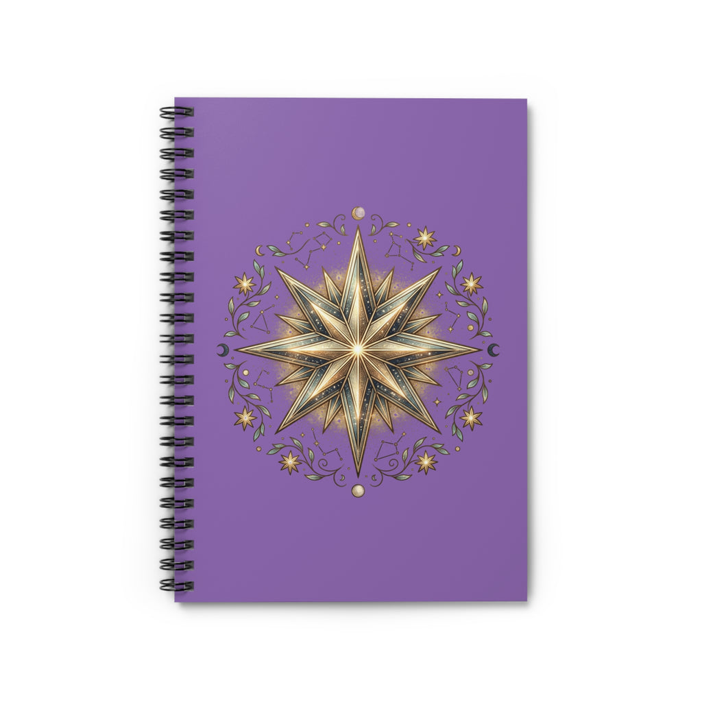 Star Print Spiral Notebook - Ruled Line- Light Purple