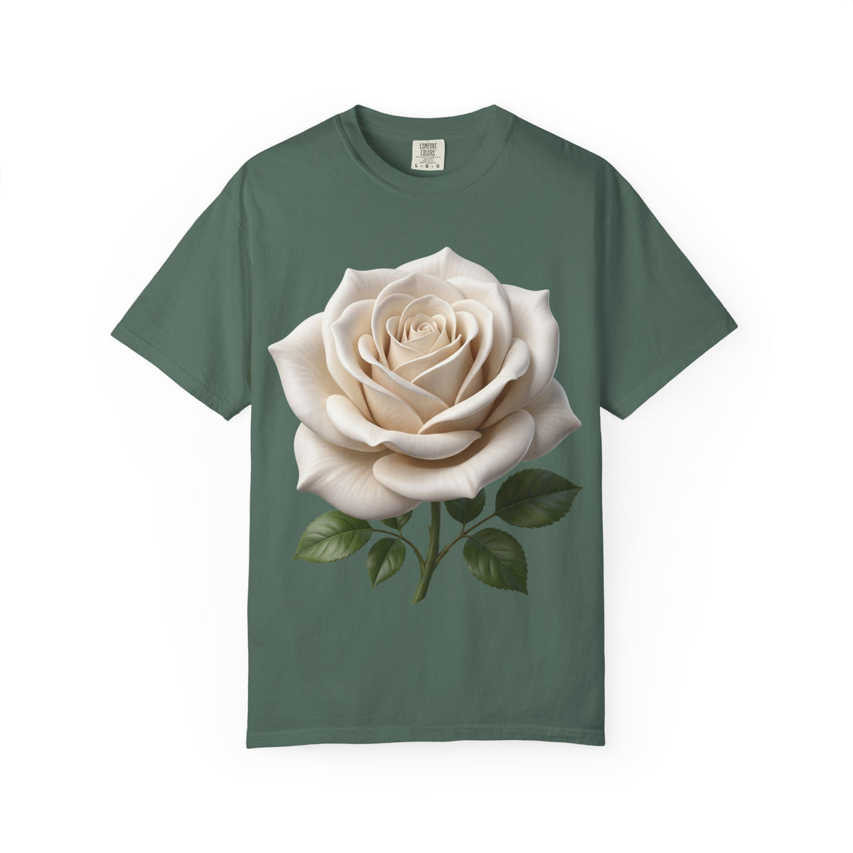 White Rose T-Shirt — Realistic Vintage Floral Tee