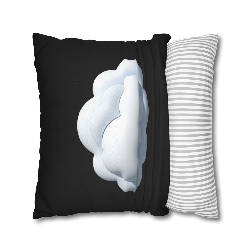 Cloud Graphic Black Pillowcase — Soft White Cloud on Black Decorative Pillow Cover