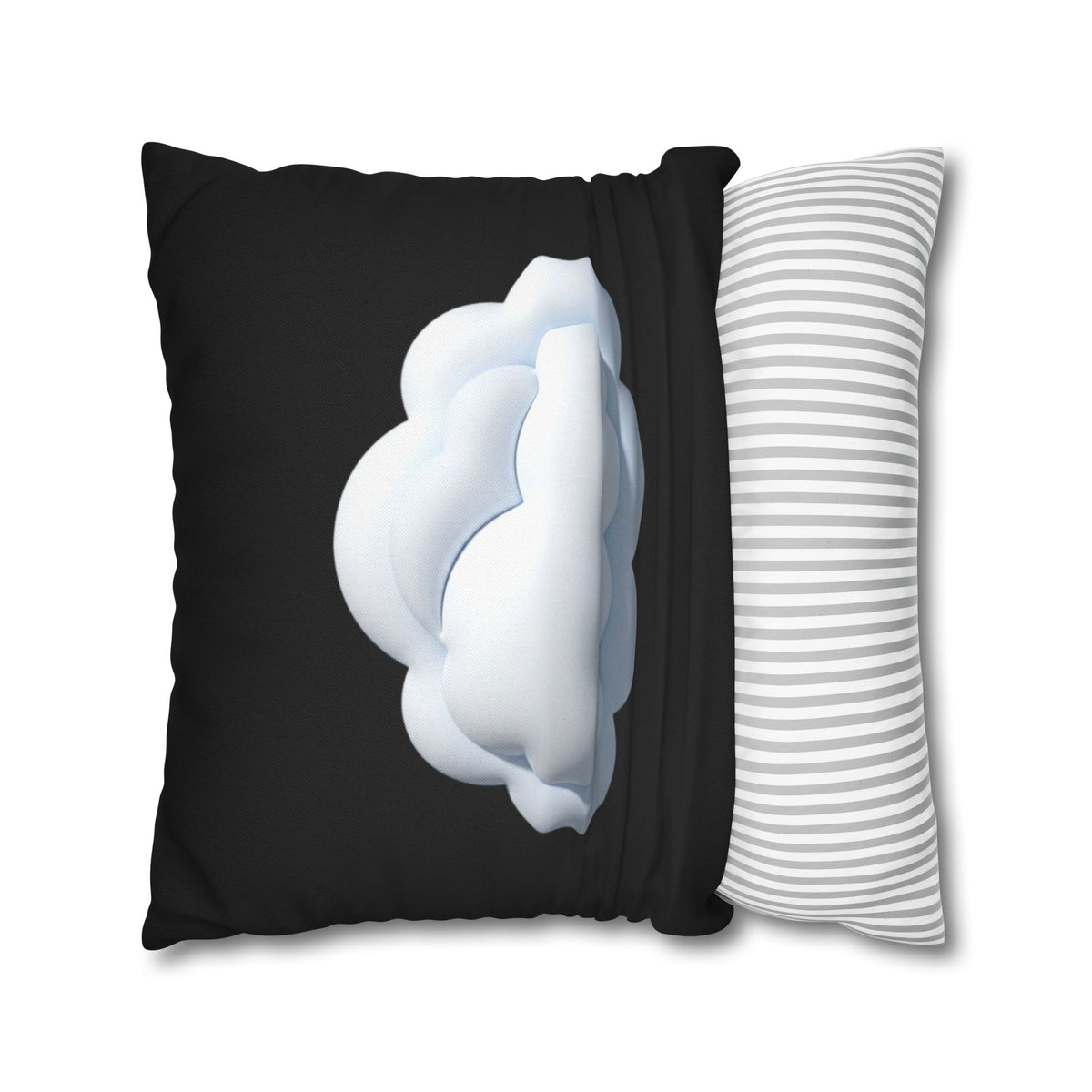 Cloud Graphic Black Pillowcase — Soft White Cloud on Black Decorative Pillow Cover