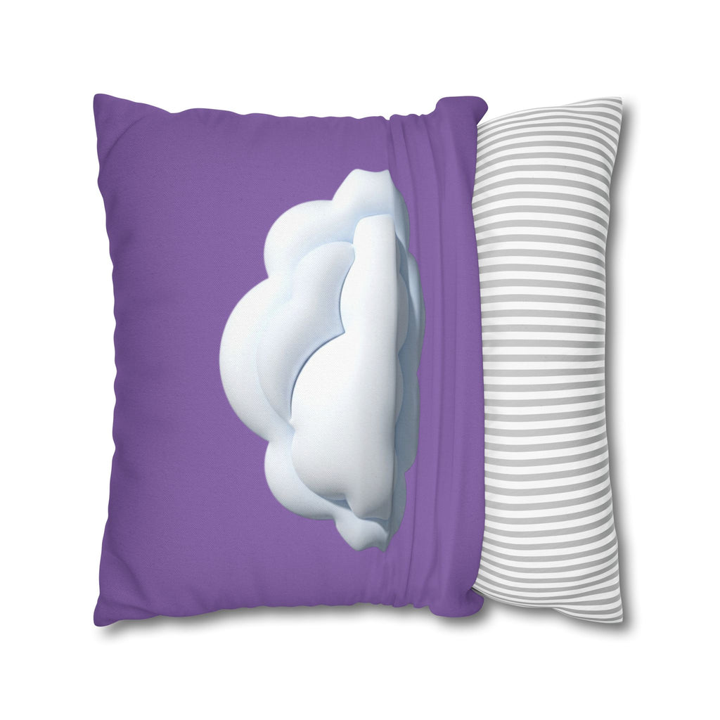 Cloud Graphic Pillowcase — Light Purple Decorative Square Throw Pillow
