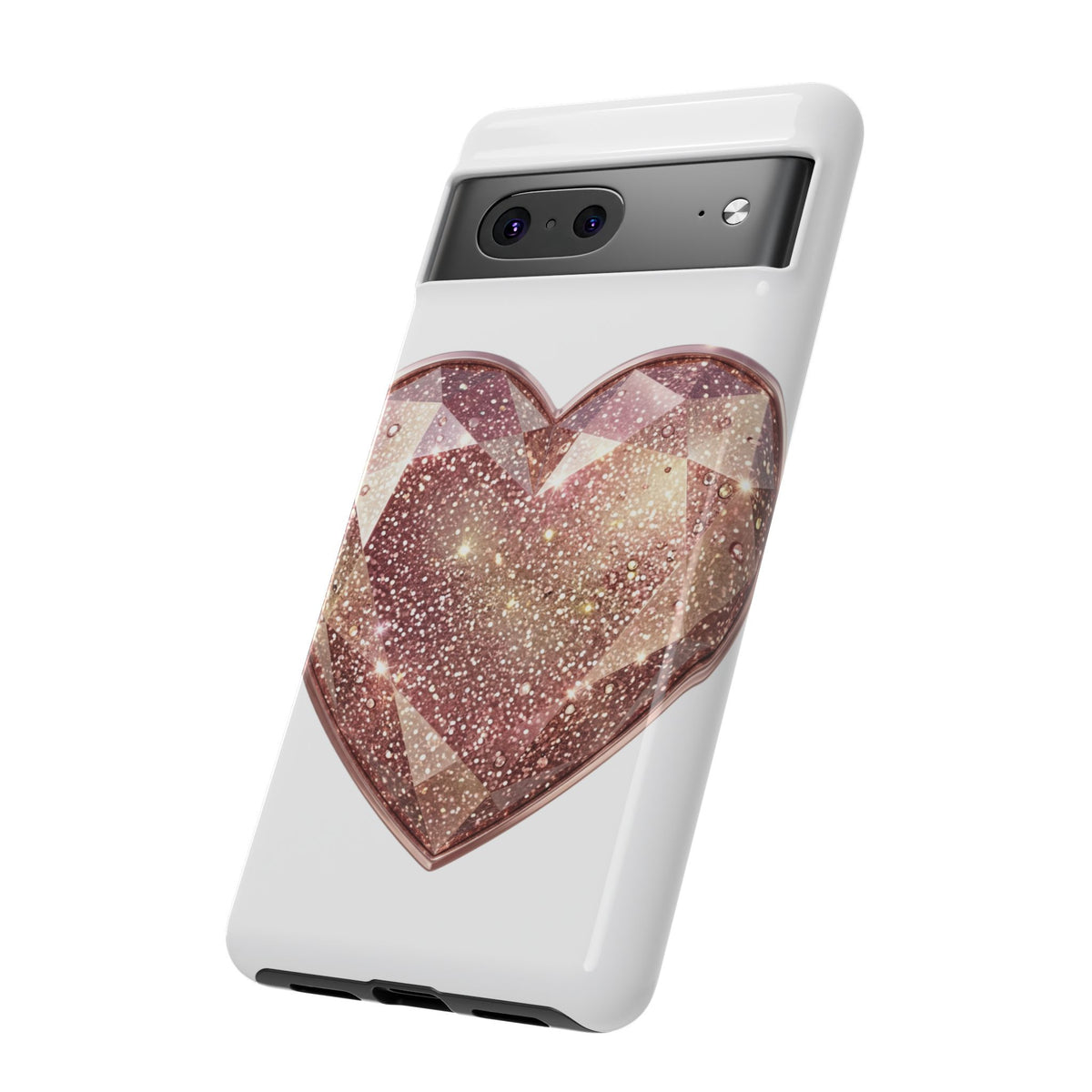 Rose Gold Glitter Crystal Heart Phone Case