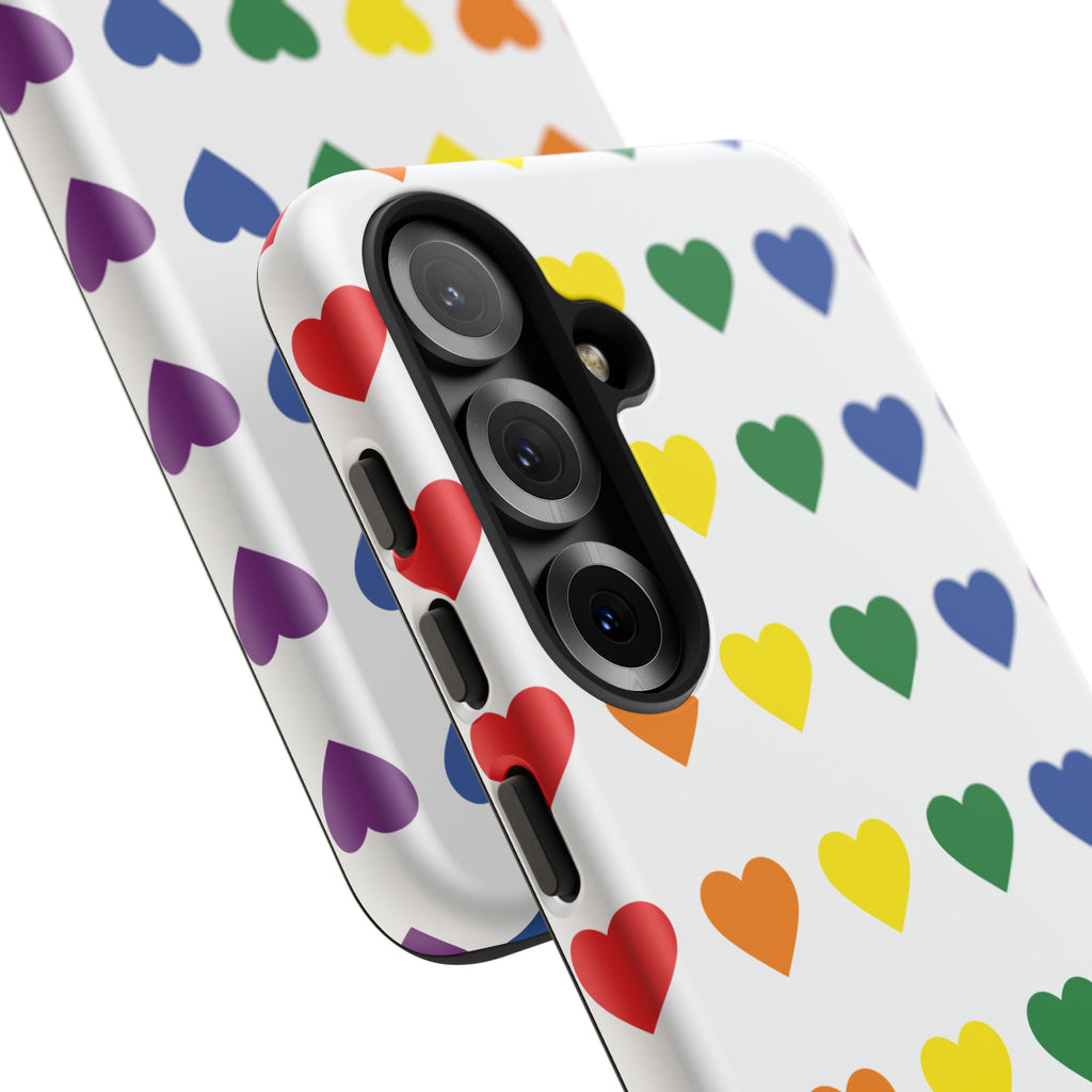 Rainbow Heart Tough Phone Case — Pride Pattern Protective Cover