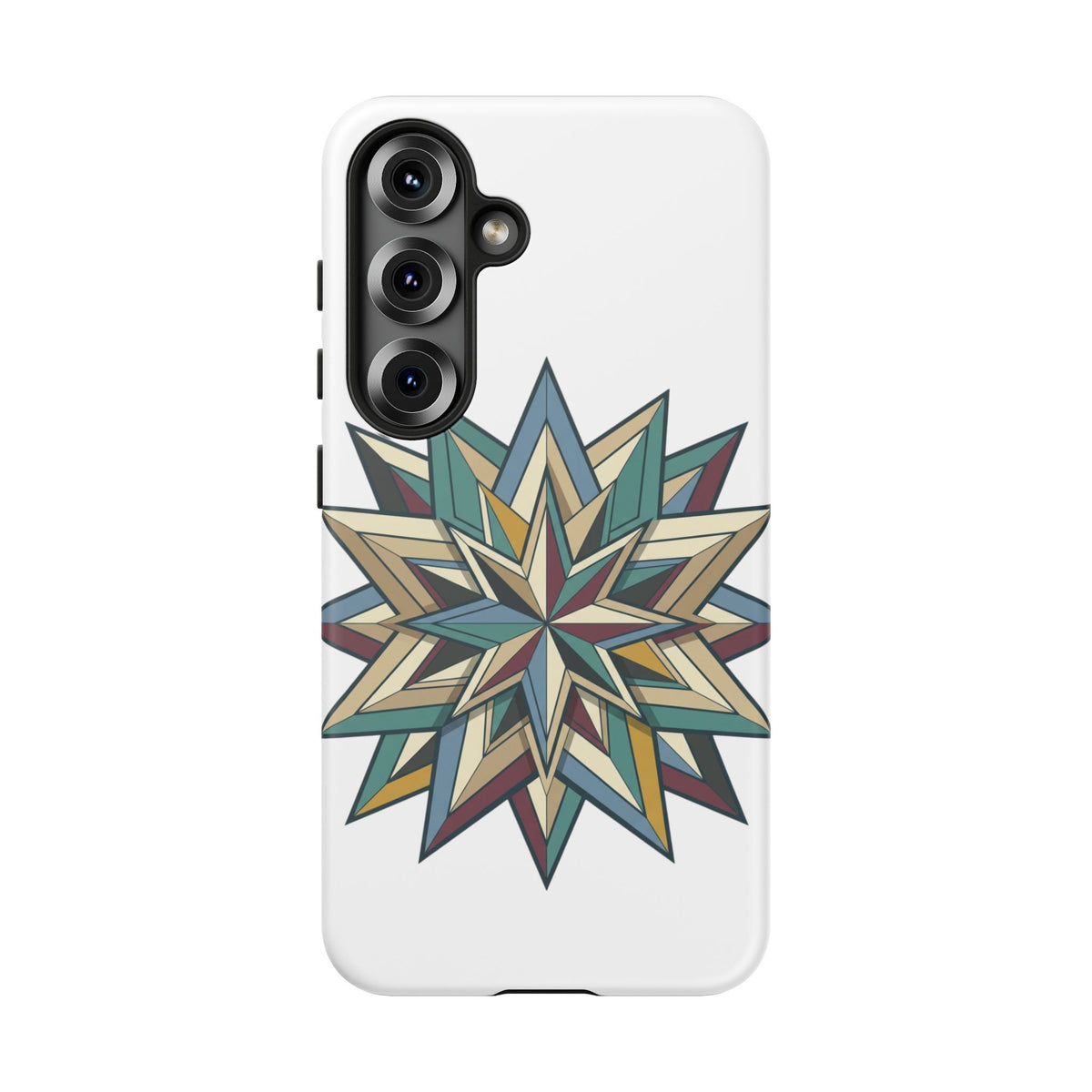Geometric Star Phone Case — Teal & Earthtone Mandala Design