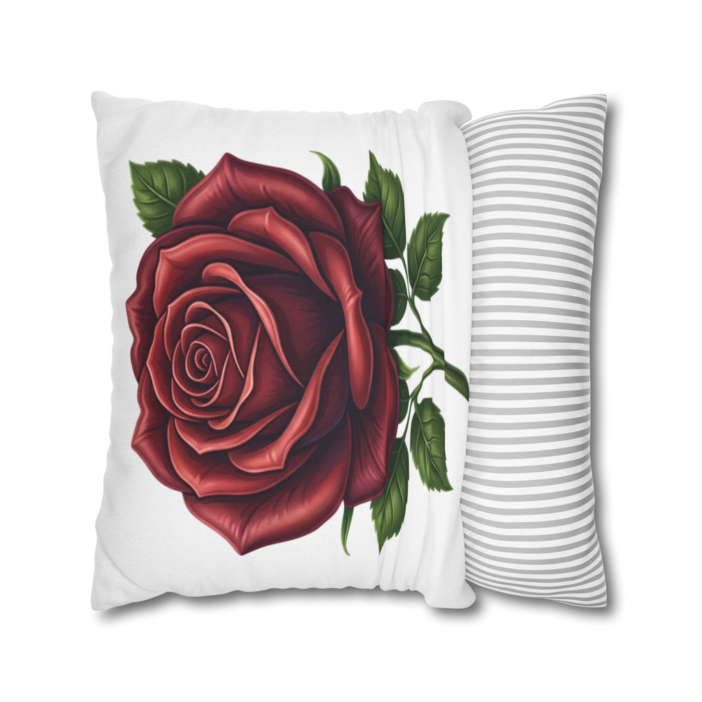 Red Rose Spun Polyester Square Pillowcase