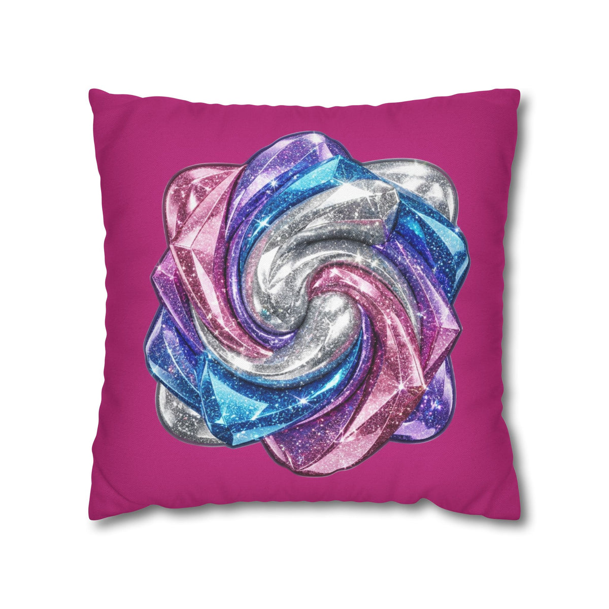 3D Glitter Design Magenta Spun Polyester Square Pillowcase