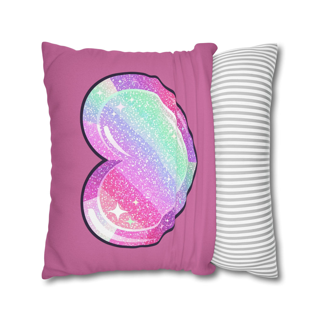 Pastel Glitter Heart Pillowcase Spun Polyester Square Pillowcase- Light Pink