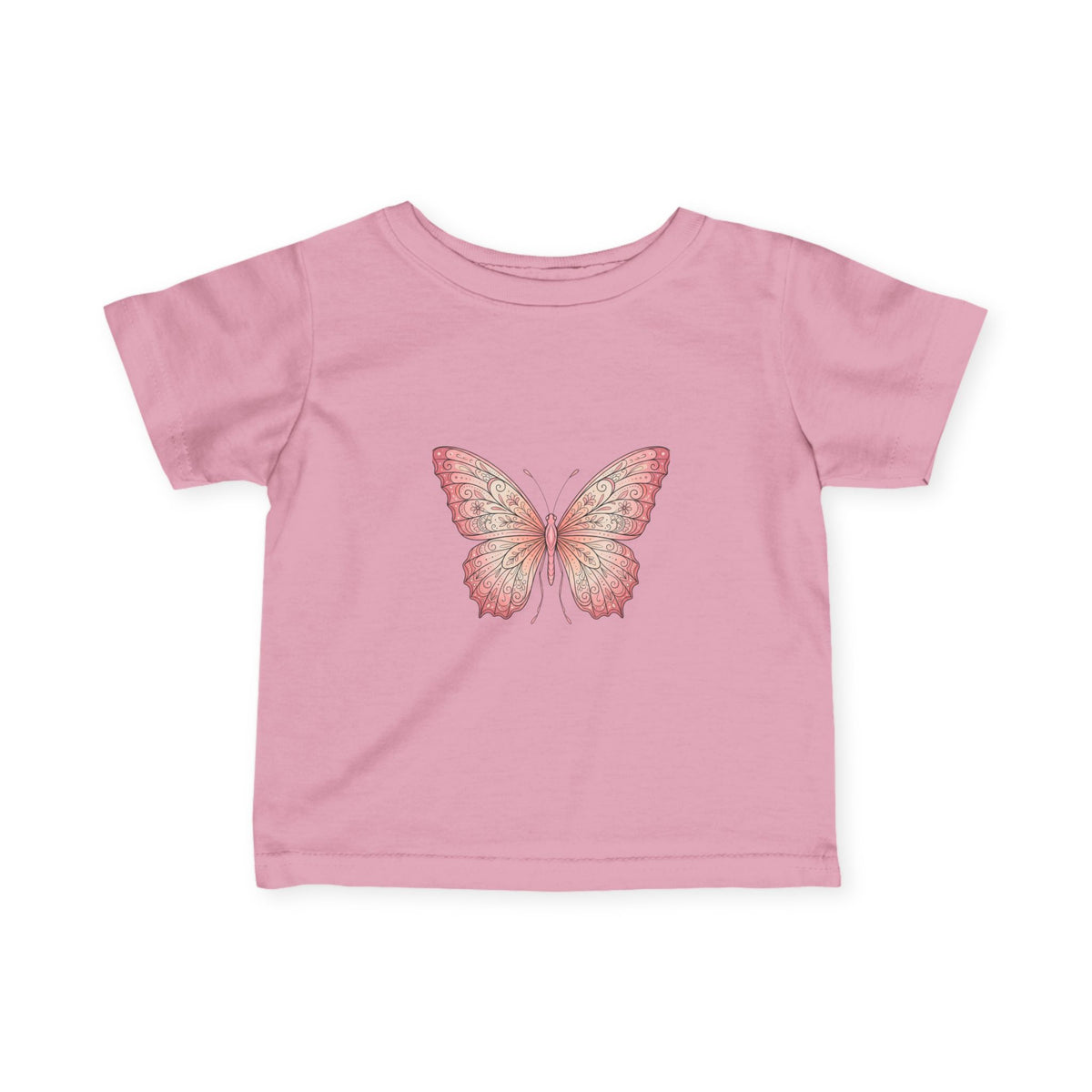 Infant Tee with Pink Watercolor Butterfly — Baby Girl Spring Floral Shirt