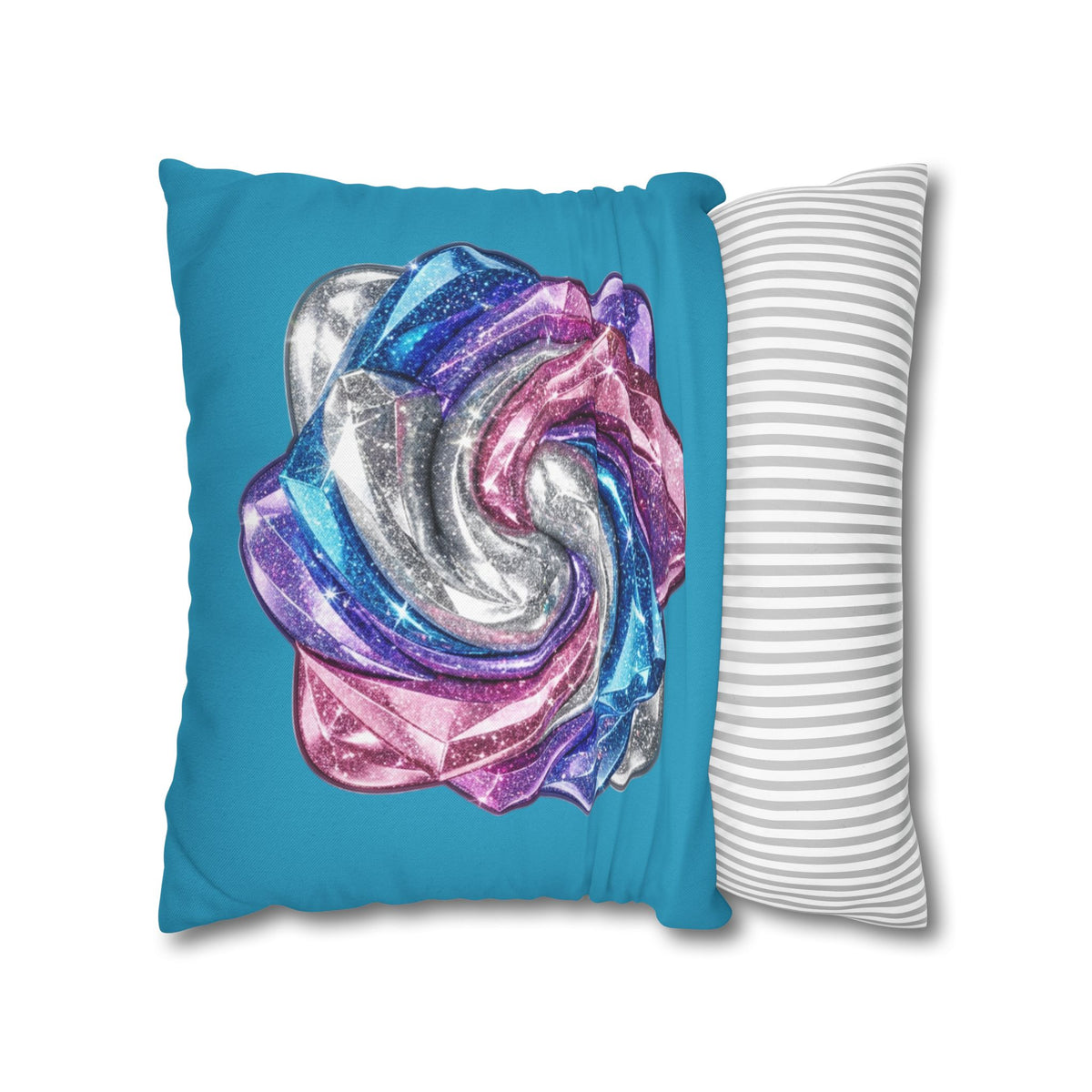 3D Glitter Design Turquoise Spun Polyester Square Pillowcase