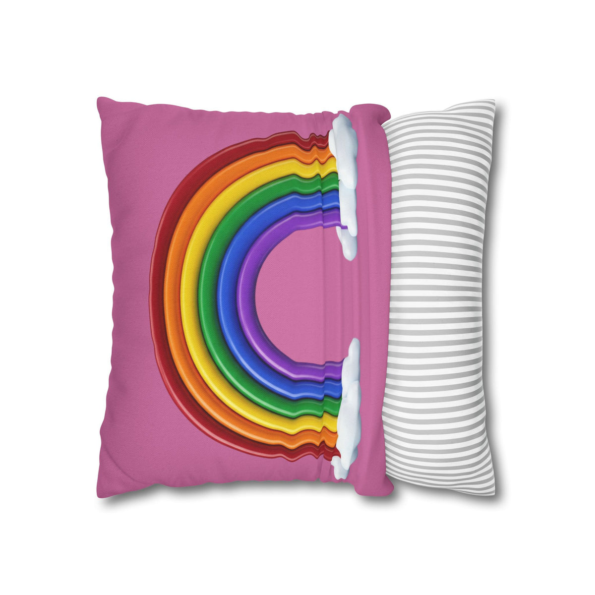 Rainbow Light Pink Spun Polyester Square Pillowcase
