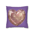 Glitter Gem Heart Pillowcase — Purple Decorative Throw Pillow Cover- Light Purple