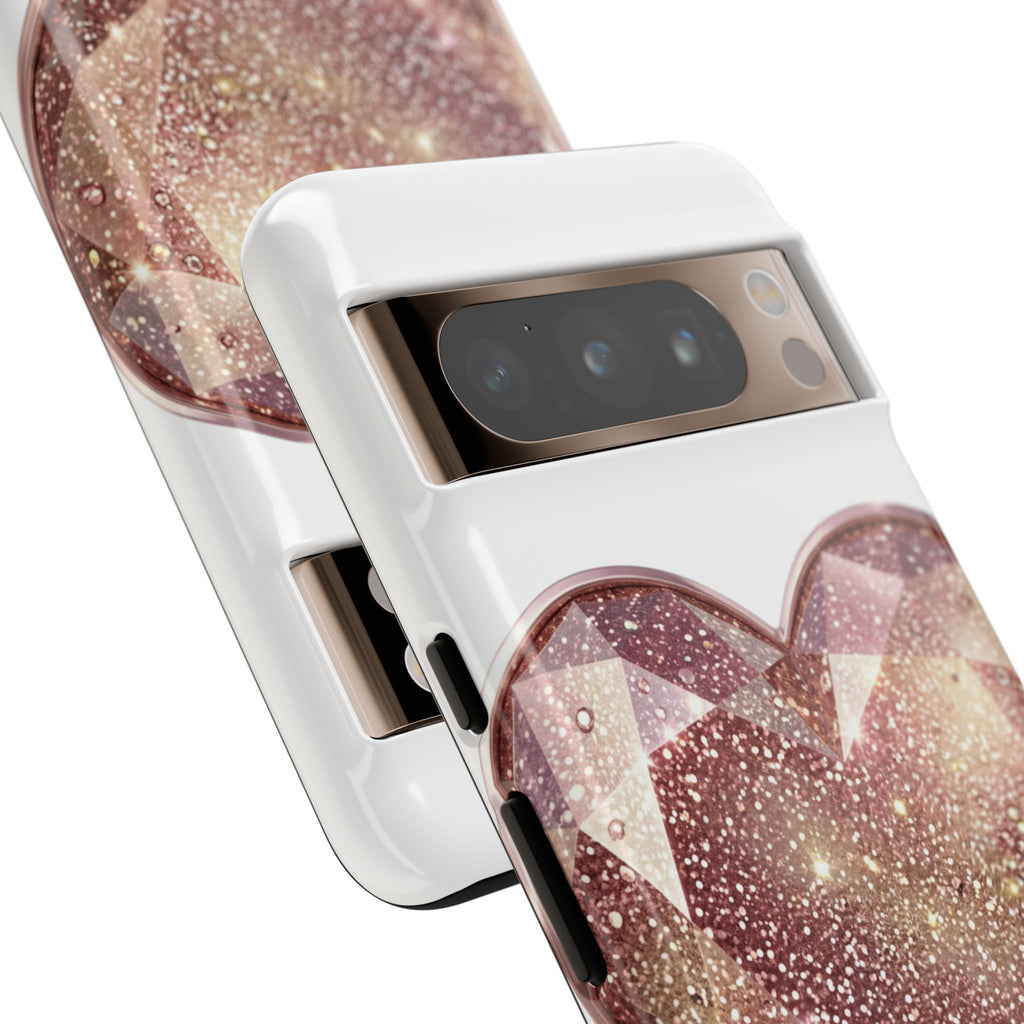 Rose Gold Glitter Crystal Heart Phone Case
