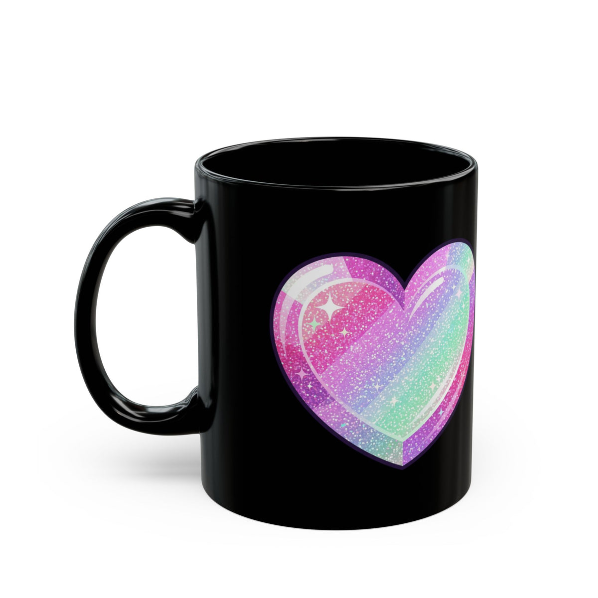 Glittery Heart Black Mug (11oz, 15oz)