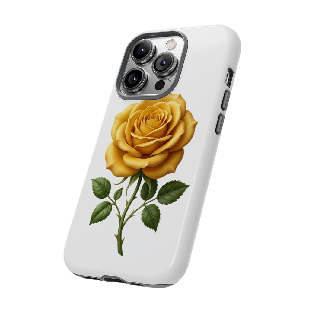 Yellow Rose Phone Case — Vintage Floral Tough Protective Cover
